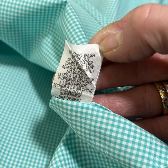 Frank & Eileen Paul Long Sleeve Button Down Size XL Green and White - Picture 8 of 9